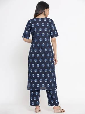 Blue printed cotton cotton kurtis 5