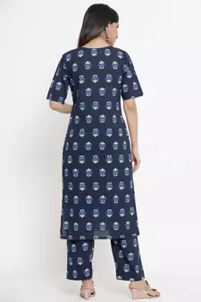 Blue printed cotton cotton kurtis