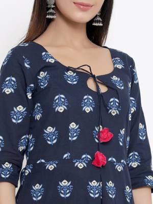 Blue printed cotton cotton-kurtis 4