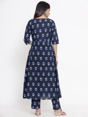 Blue printed cotton cotton-kurtis 5