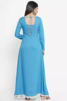 Sky blue plain rayon ethnic kurtis
