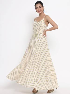 White printed cotton ethnic-kurtis 1