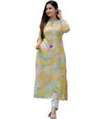 Yellow Kurti White Pant