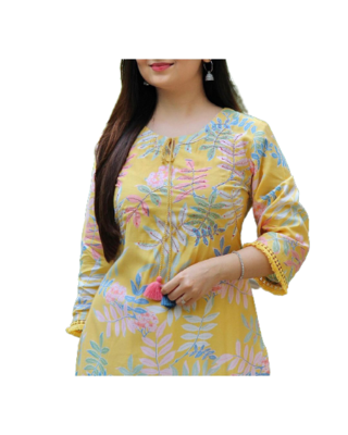 Yellow Kurti White Pant 2