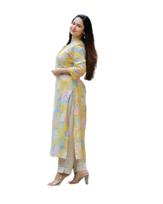 Yellow Kurti White Pant 3
