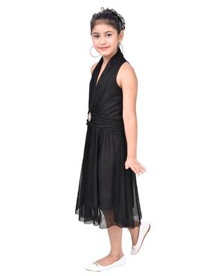Black plain faux net kids-frocks 3
