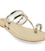 LA SAVIE Women Gold Kolhapuri Flats