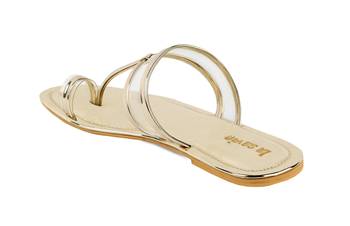 LA SAVIE Women Gold Kolhapuri Flats 2