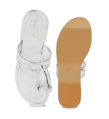 LA SAVIE Women Silver Kolhapuri Flats 4