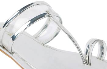 LA SAVIE Women Silver Kolhapuri Flats 5