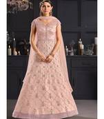 Blush Pink Floral Embroidered Indian Designer Anarkali