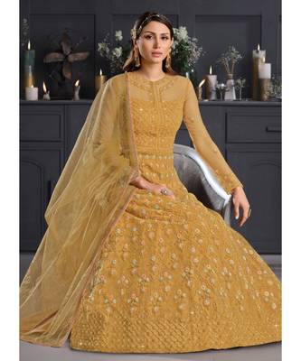 Yellow Floral Embroidered Indian Designer Anarkali 2