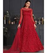Red Floral Embroidered Indian Designer Anarkali