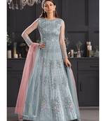 Ice Blue Embroidered Indian Designer Anarkali