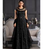 Black Embroidered Slit Style Anarkali Pant Suit