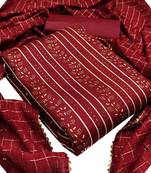  VredeVogel Maroon Heavy Cotton With Diamond Work Unstiched Dress Material