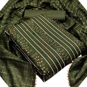  VredeVogel Mehndi Heavy Cotton With Diamond Work Unstiched Dress Material 1