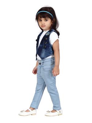 Blue plain cotton girls-jackets-coats 2