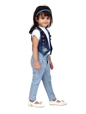 Blue plain cotton girls-jackets-coats 3