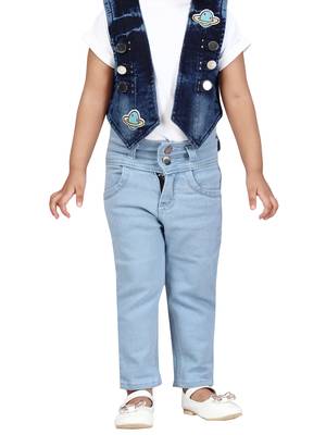 Blue plain cotton girls-jackets-coats 4