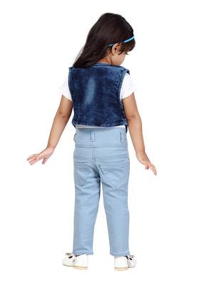 Blue plain cotton girls-jackets-coats 5