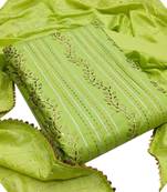  VredeVogel Parrot green Heavy Cotton With Diamond Work Unstiched Dress Material