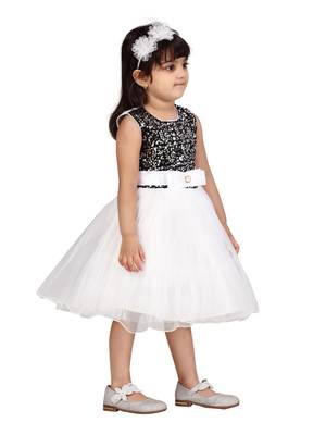 White plain net kids-frocks 2