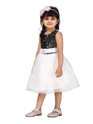 White plain net kids-frocks 3