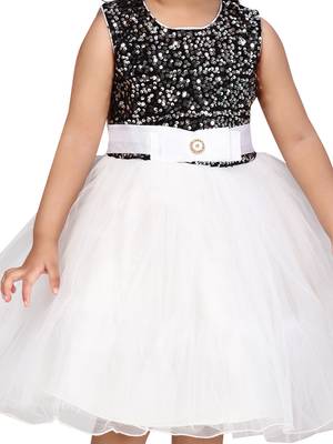 White plain net kids-frocks 4