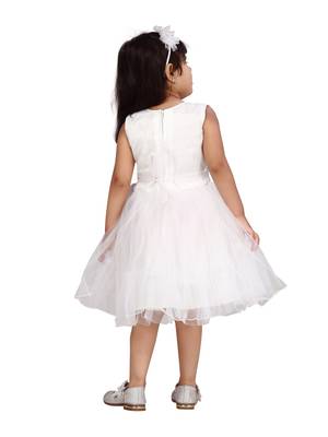 White plain net kids-frocks 5
