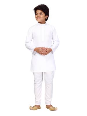 White embroidered cotton boys-kurta-pyjama 1