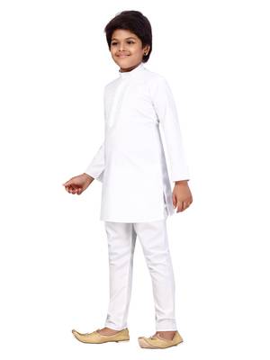 White embroidered cotton boys-kurta-pyjama 2