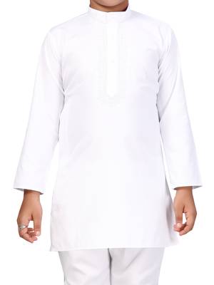 White embroidered cotton boys-kurta-pyjama 5