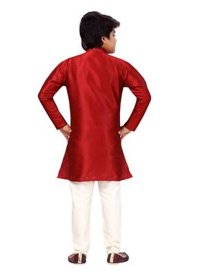 Maroon plain silk boys-kurta-pyjama 4