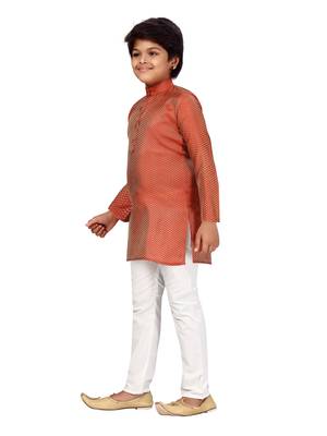 Maroon plain silk boys-kurta-pyjama 2