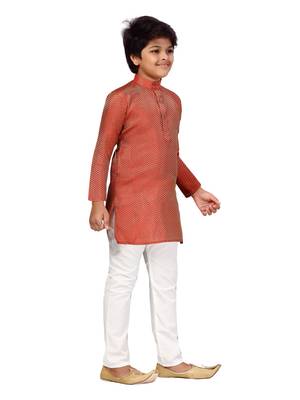 Maroon plain silk boys-kurta-pyjama 3