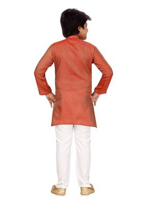 Maroon plain silk boys-kurta-pyjama 4