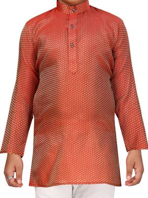 Maroon plain silk boys-kurta-pyjama 5