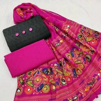VredeVogel Black pink Chiken cotton Unstiched Dress Material  1