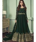 Green Georgette semi stitched embroidered top & bottom with dupatta