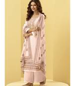 pink Georgette semi stitched embroidered top & bottom with dupatta