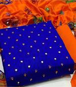 VredeVogel Blue Cotton slub Unstiched Dress Material 