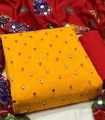 VredeVogel Yellow Cotton slub Unstiched Dress Material 