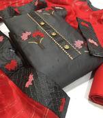 VredeVogel Grey Cotton slub Unstiched Dress Material 