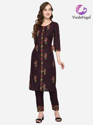 Purple embroidered cotton kurta-sets 2