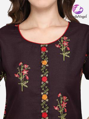 Purple embroidered cotton kurta-sets 4