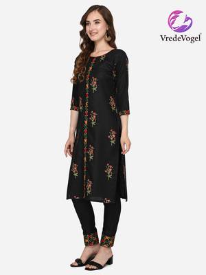 Black embroidered cotton kurta-sets 3