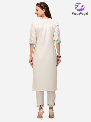 White embroidered cotton kurta-sets 3