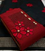 VredeVogel Red South slub silk Unstiched Dress Material 