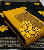 VredeVogel Yellow South slub silk Unstiched Dress Material 